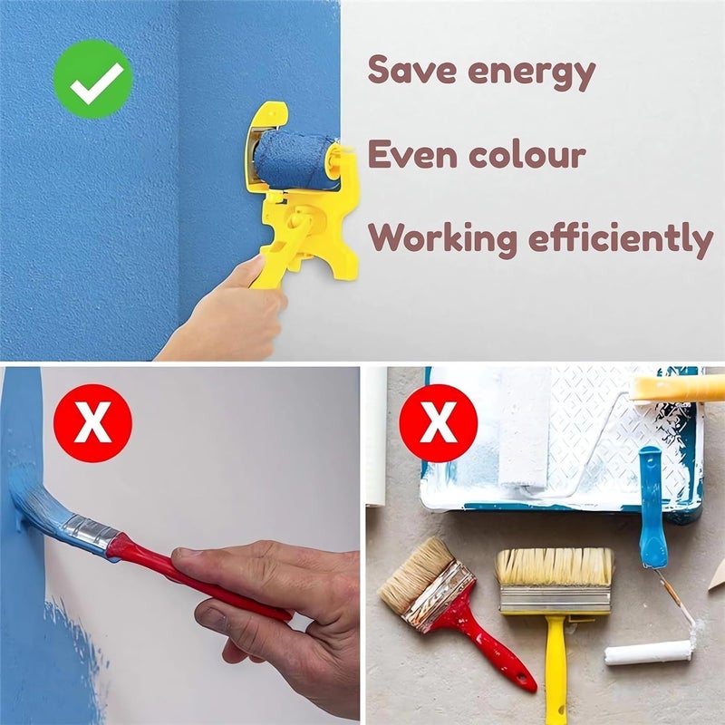 LEONICE Paint Edger Pro - 2024 New Painting Trimmer Edger Tools for Walls High Ceilings with Edger Paint Brush Kit, Bucket Edge Paint Roller Splatter Shield for Trim Corner Painting Cut in Tool (Handheld) - Image 3